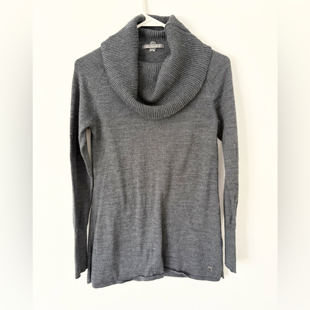 Smartwool Grey Minturn Drape Cowl Neck Merino Wool Taupe Sweater Size Small - Picture 2 of 8